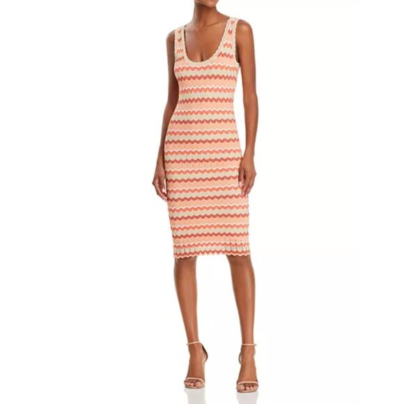 Ronny Kobo Alula Striped Crochet Knit Pencil Midi Dress Size Small - Picture 1 of 8